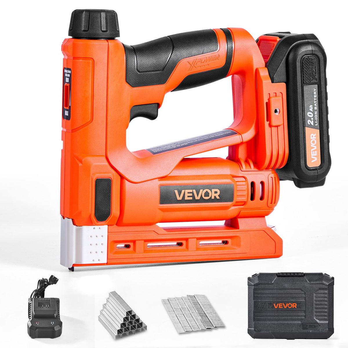 VEVOR Cordless Brad Nailer, 2-in-1 Nail Gun Staple Gun, 18 Gauge 5/8 inch, Includes 1000 Pcs Staples and 1000 Pcs Nails, with Battery and Charger, Non-Slip Rubber Grip, for Woodworking DIY Projects - DDMDQQX2H15811D3Y001V1 - view 1