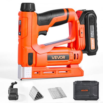 VEVOR Cordless Brad Nailer, 2-in-1 Nail Gun Staple Gun, 18 Gauge 5/8 inch, Includes 1000 Pcs Staples and 1000 Pcs Nails, with Battery and Charger, Non-Slip Rubber Grip, for Woodworking DIY Projects - DDMDQQX2H15811D3Y001V1 - view 2