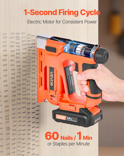 VEVOR Cordless Brad Nailer, 2-in-1 Nail Gun Staple Gun, 18 Gauge 5/8 inch, Includes 1000 Pcs Staples and 1000 Pcs Nails, with Battery and Charger, Non-Slip Rubber Grip, for Woodworking DIY Projects - DDMDQQX2H15811D3Y001V1 - view 4