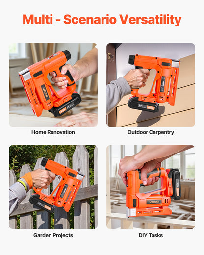 VEVOR Cordless Brad Nailer, 2-in-1 Nail Gun Staple Gun, 18 Gauge 5/8 inch, Includes 1000 Pcs Staples and 1000 Pcs Nails, with Battery and Charger, Non-Slip Rubber Grip, for Woodworking DIY Projects - DDMDQQX2H15811D3Y001V1 - view 7