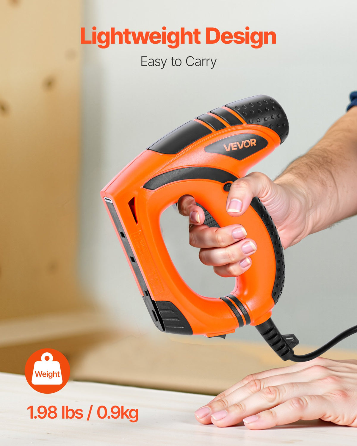 VEVOR Electric Nail Gun, 2-in-1 Staple Gun Brad Nailer, 18 Gauge 5/8 inch, Stapler Brad Nailer with 1000 Pcs Staples and 1000 Pcs Nails, Non-Slip Rubber Grip, for Woodworking and DIY Projects - DDMDQQX2H158CW8EZ001V1 - view 5