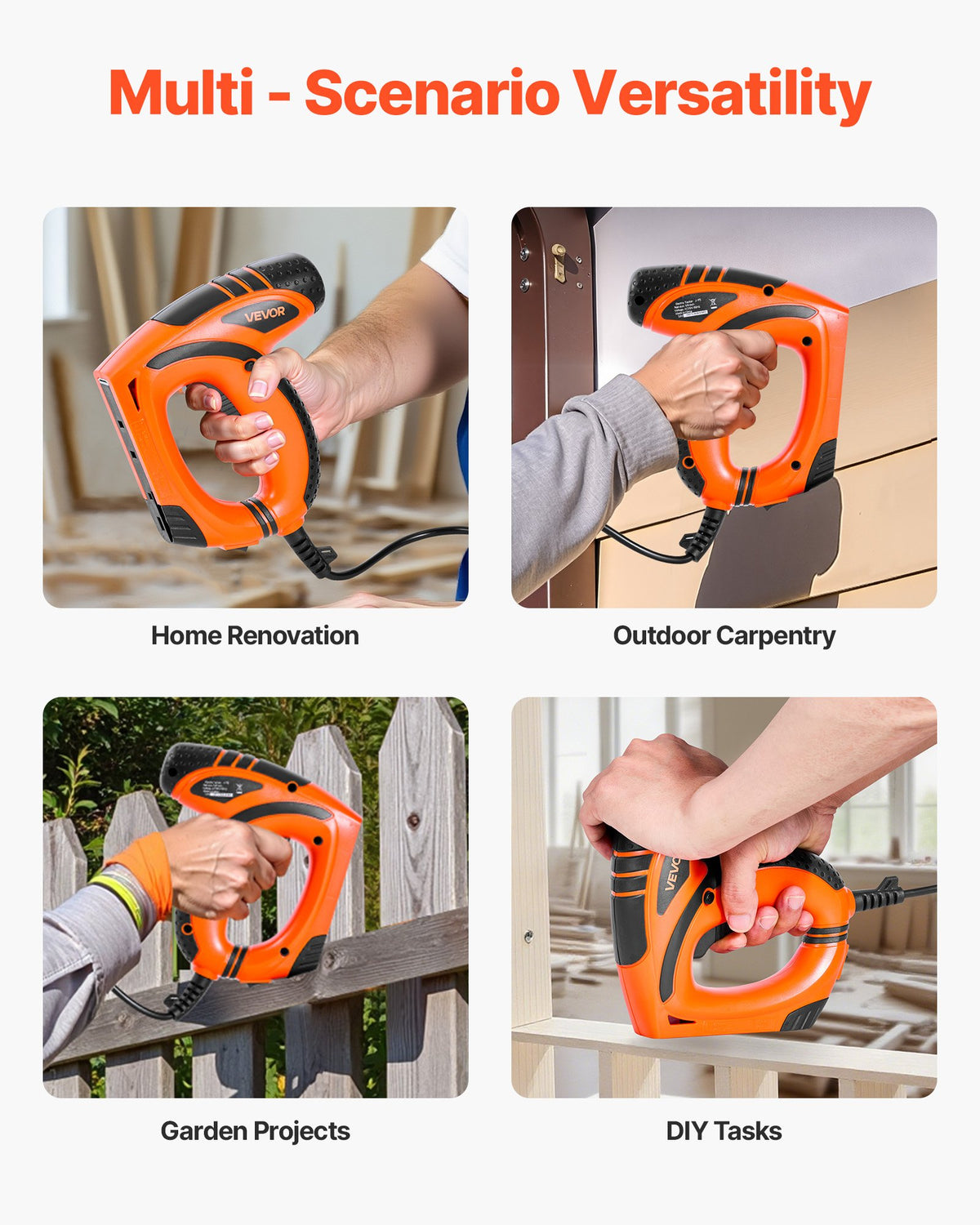 VEVOR Electric Nail Gun, 2-in-1 Staple Gun Brad Nailer, 18 Gauge 5/8 inch, Stapler Brad Nailer with 1000 Pcs Staples and 1000 Pcs Nails, Non-Slip Rubber Grip, for Woodworking and DIY Projects - DDMDQQX2H158CW8EZ001V1 - view 7