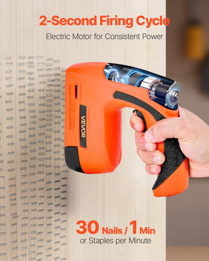 VEVOR Cordless Brad Nailer, 2-in-1 Nail Gun Staple Gun, 18 Gauge 5/8 inch, Battery Powered, with 1000 Pcs Staples and 1000 Pcs Nails, Non-Slip Rubber Grip, for Woodworking, Carpentry and DIY Projects - DDMDQQX2H158E0IXX001V1 - view 4