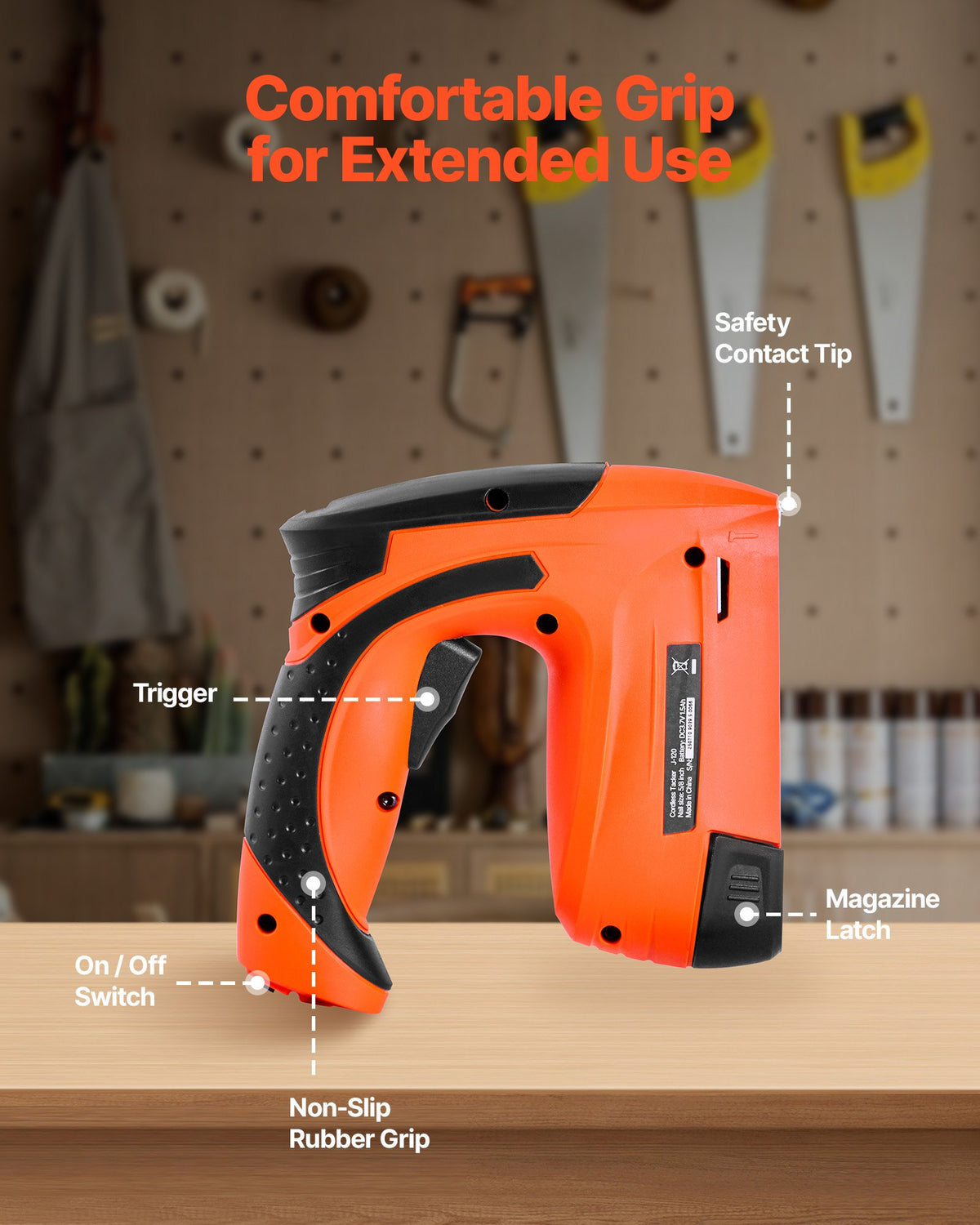 VEVOR Cordless Brad Nailer, 2-in-1 Nail Gun Staple Gun, 18 Gauge 5/8 inch, Battery Powered, with 1000 Pcs Staples and 1000 Pcs Nails, Non-Slip Rubber Grip, for Woodworking, Carpentry and DIY Projects - DDMDQQX2H158E0IXX001V1 - view 6