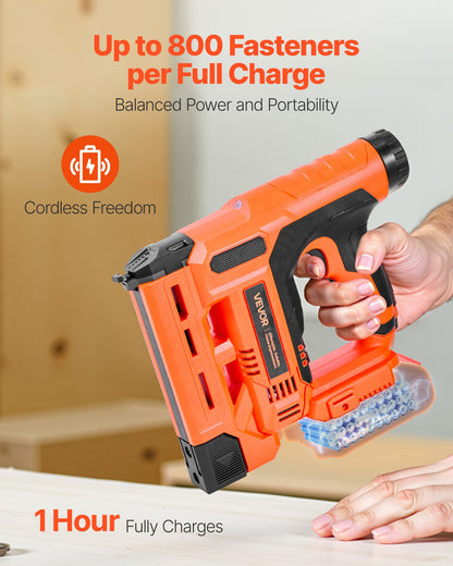VEVOR Cordless Brad Nailer, 2-in-1 Nail Gun Staple Gun, 18 Gauge 1-1/4 inch, Includes 500 Pcs Staples and 500 Pcs Nails, with Battery and Charger, Non-Slip Rubber Grip, for Woodworking DIY Projects - DDMDQZX2H111YCLVI001V1 - view 5