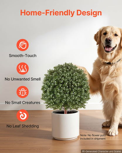 VEVOR Artificial Topiary Ball Boxwood Bush 20 in Set of 2 Green Fake Shrubs, PE Faux Trees with Metal Ground Spikes, Indoor & Outdoor Plant for Front Door, Entryway, Porch, Balcony, Patio, Garden - DDMJCRGXJ20IZF8MN001V0 - view 6