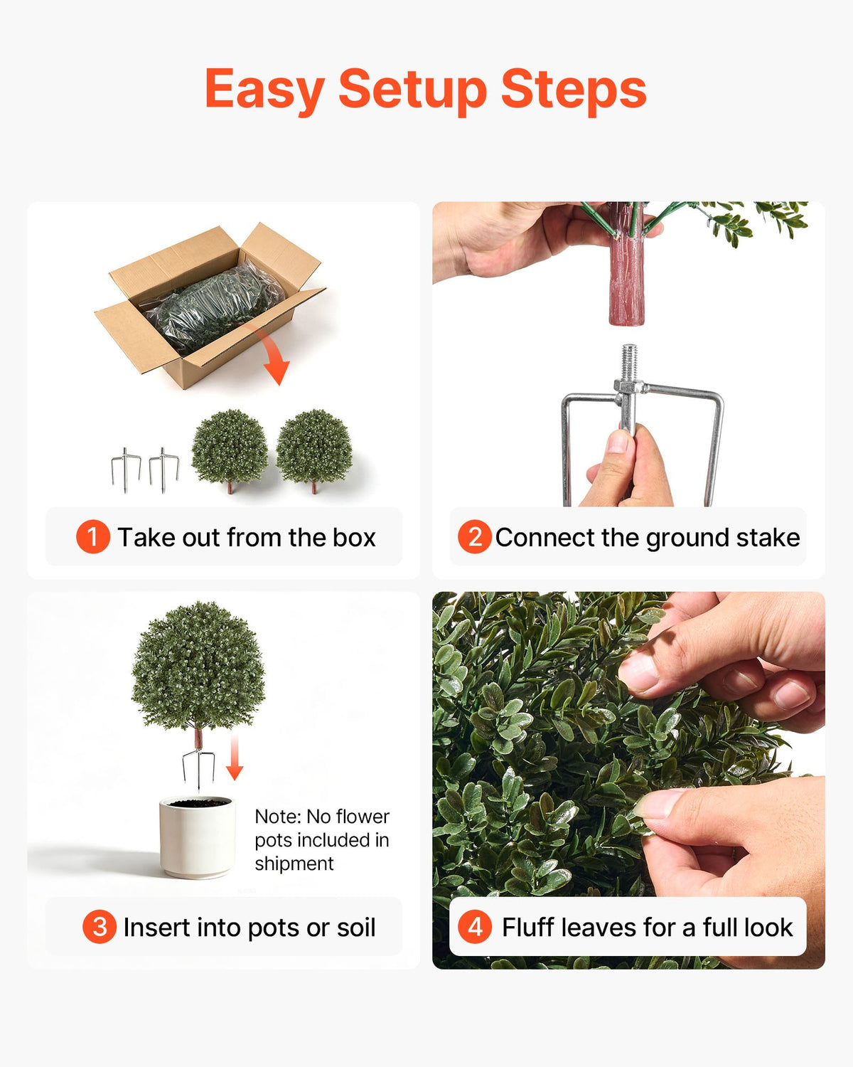 VEVOR Artificial Topiary Ball Boxwood Bush 20 in Set of 2 Green Fake Shrubs, PE Faux Trees with Metal Ground Spikes, Indoor & Outdoor Plant for Front Door, Entryway, Porch, Balcony, Patio, Garden - DDMJCRGXJ20IZF8MN001V0 - view 7