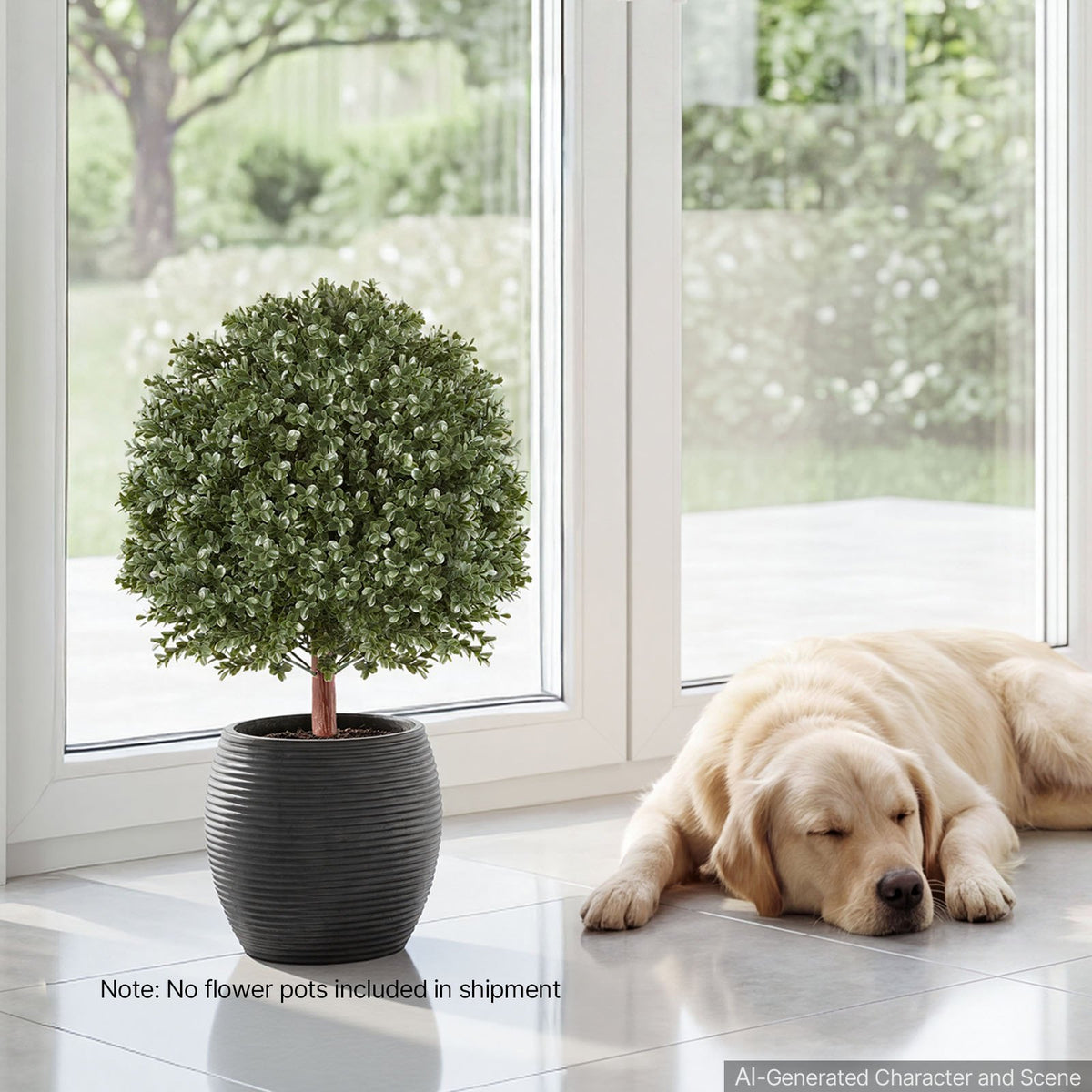 VEVOR Artificial Topiary Ball Boxwood Bush 20 in Set of 2 Green Fake Shrubs, PE Faux Trees with Metal Ground Spikes, Indoor & Outdoor Plant for Front Door, Entryway, Porch, Balcony, Patio, Garden - DDMJCRGXJ20IZF8MN001V0 - view 9