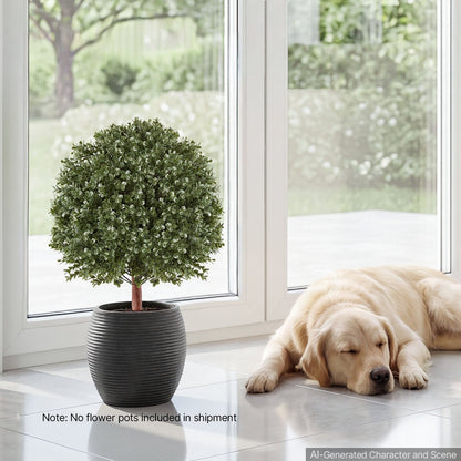 VEVOR Artificial Topiary Ball Boxwood Bush 20 in Set of 2 Green Fake Shrubs, PE Faux Trees with Metal Ground Spikes, Indoor & Outdoor Plant for Front Door, Entryway, Porch, Balcony, Patio, Garden - DDMJCRGXJ20IZF8MN001V0 - view 9