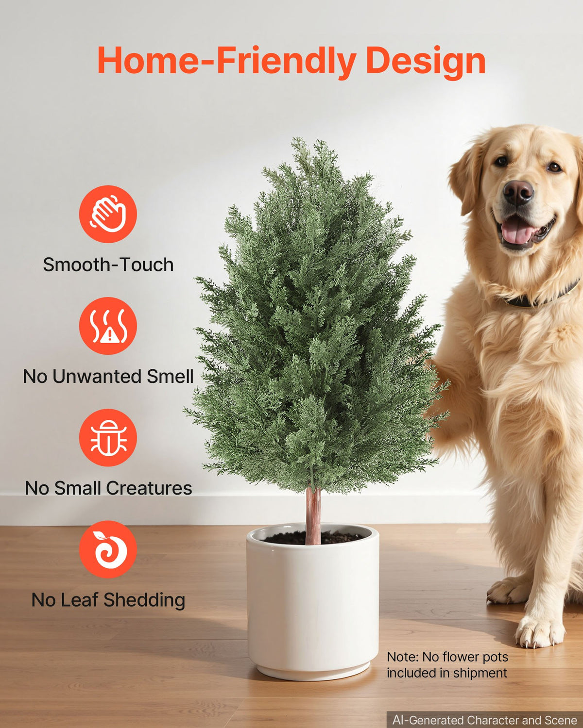 VEVOR Artificial Topiary Cedar Bush 3 Ft Set of 2 Greenery Fake Shrubs, PE Faux Trees with Ground Spikes, Indoor & Outdoor Green Plant for Front Door, Entryway, Porch, Balcony, Patio, Garden - DDMJCRGXJ36I05MFO001V0 - view 6