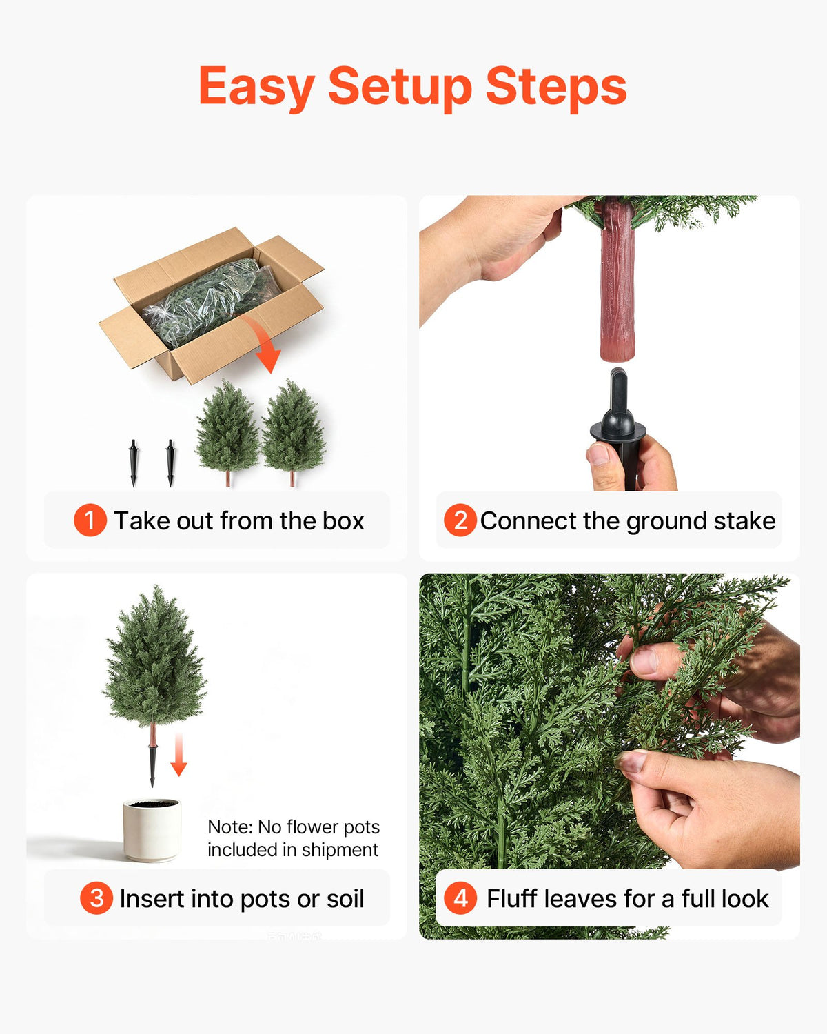 VEVOR Artificial Topiary Cedar Bush 3 Ft Set of 2 Greenery Fake Shrubs, PE Faux Trees with Ground Spikes, Indoor & Outdoor Green Plant for Front Door, Entryway, Porch, Balcony, Patio, Garden - DDMJCRGXJ36I05MFO001V0 - view 7