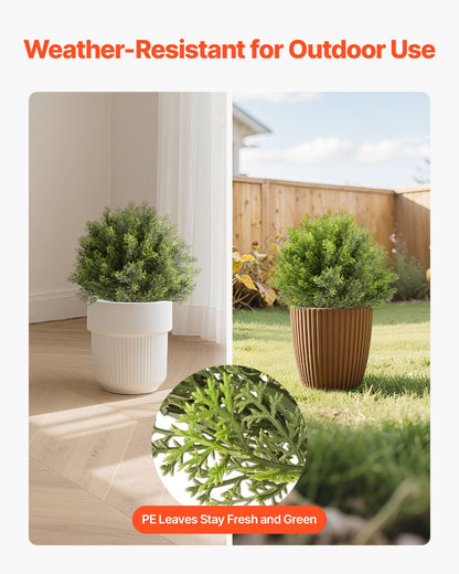 VEVOR Artificial Topiary Cypress Trees with Ground Spike, 16 inch 2 Set Faux Shrubs & Bushes Potted Plants, Fake Silk Tree Look Real for Decor Front Porch Outdoor Indoor Patio Garden Balcony Backyard - DDMJCRGXJBS12L95S001V0 - view 4