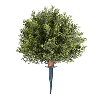 VEVOR Artificial Topiary Cypress Trees with Ground Spike, 16 inch 2 Set Faux Shrubs & Bushes Potted Plants, Fake Silk Tree Look Real for Decor Front Porch Outdoor Indoor Patio Garden Balcony Backyard - DDMJCRGXJBS12L95S001V0 - view 10