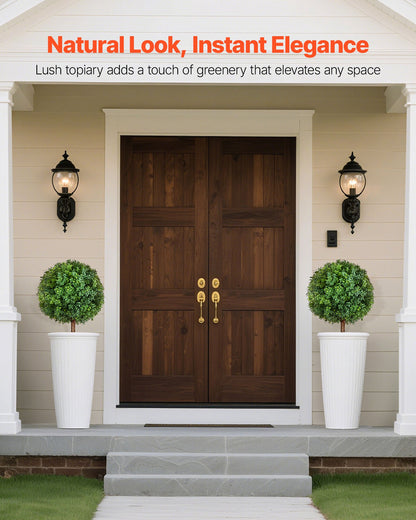 VEVOR Artificial Topiary Boxwood Trees with Ground Spike, 27 inch 2 Set Faux Shrubs & Bushes Potted Plants, Fake Silk Tree Look Real for Decor Front Porch Outdoor Indoor Patio Garden Balcony Backyard - DDMJCRGXJHYMXNYUV001V0 - view 3