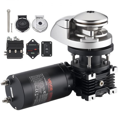 VEVOR Vertical Fishing Windlass, 12V DC 1100W, Windlass Anchor Systems Fit for 1/4-Inch Chain or 9/16 & 5/8 Inch Nylon Rope, Max Pull 700 lbs, 316 Stainless Steel Construction, for Boats 20-36 ft - DDMJCZS700LB1EKC3001V9 - view 2