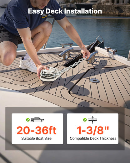VEVOR Vertical Fishing Windlass, 12V DC 1100W, Windlass Anchor Systems Fit for 1/4-Inch Chain or 9/16 & 5/8 Inch Nylon Rope, Max Pull 700 lbs, 316 Stainless Steel Construction, for Boats 20-36 ft - DDMJCZS700LB1EKC3001V9 - view 7