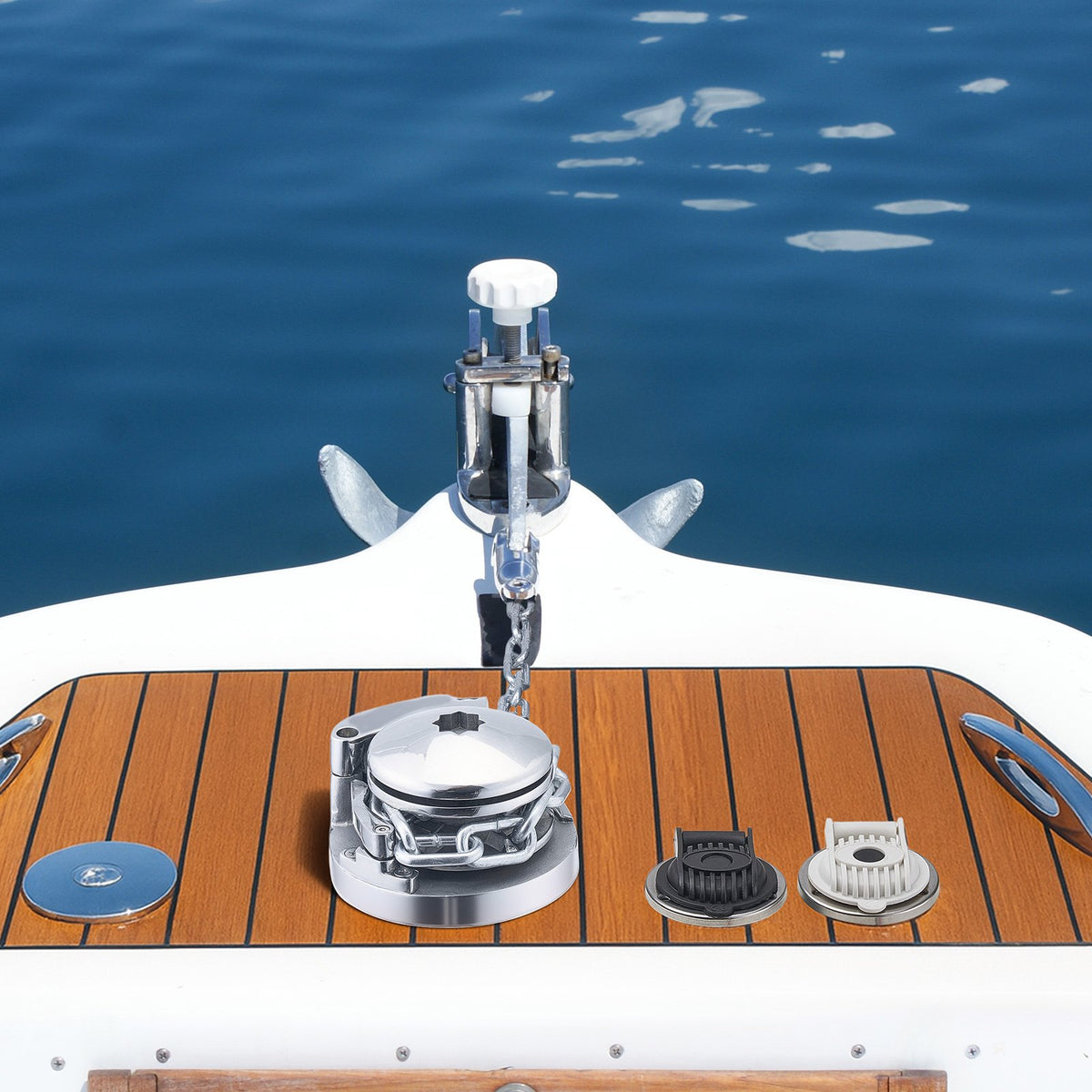 VEVOR Vertical Fishing Windlass, 12V DC 1100W, Windlass Anchor Systems Fit for 1/4-Inch Chain or 9/16 & 5/8 Inch Nylon Rope, Max Pull 700 lbs, 316 Stainless Steel Construction, for Boats 20-36 ft - DDMJCZS700LB1EKC3001V9 - view 9