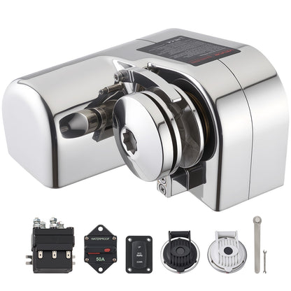 VEVOR Horizontal Fishing Windlass, 12V DC 600W, Windlass Anchor Systems Fit for 1/4-Inch Chain or 9/16 & 5/8 Inch Nylon Rope, Max Pull 573 lbs, 316 Stainless Steel Construction, for Boats 23-29.5 ft - DDMJSPS700LBWVZWN001V9 - view 1