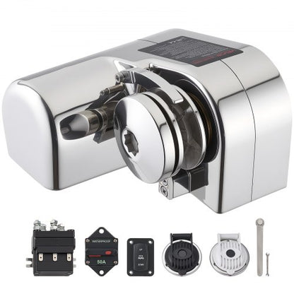VEVOR Horizontal Fishing Windlass, 12V DC 600W, Windlass Anchor Systems Fit for 1/4-Inch Chain or 9/16 & 5/8 Inch Nylon Rope, Max Pull 573 lbs, 316 Stainless Steel Construction, for Boats 23-29.5 ft - DDMJSPS700LBWVZWN001V9 - view 2