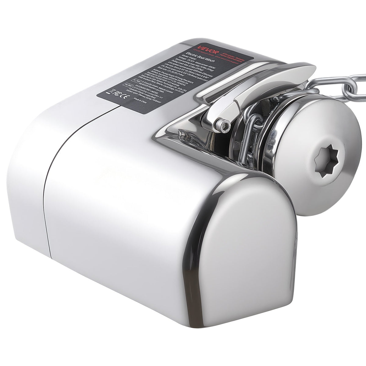 VEVOR Horizontal Fishing Windlass, 12V DC 600W, Windlass Anchor Systems Fit for 1/4-Inch Chain or 9/16 & 5/8 Inch Nylon Rope, Max Pull 573 lbs, 316 Stainless Steel Construction, for Boats 23-29.5 ft - DDMJSPS700LBWVZWN001V9 - view 10