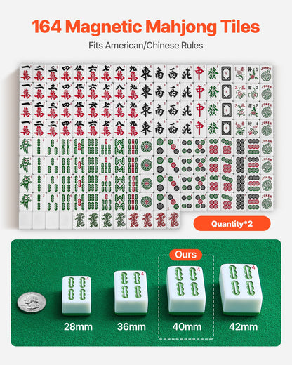 VEVOR Automatic Mahjong Table with Wheels, 2 Sets of 40 mm Tiles (164 Pcs), Roller Coaster Style Mahjong-Table, Foldable and Automatic Shuffler, for Home, Outdoor Leisure & Gifts for Mahjong Players - DDMJZXYS40MMEU2VX002V1 - view 4