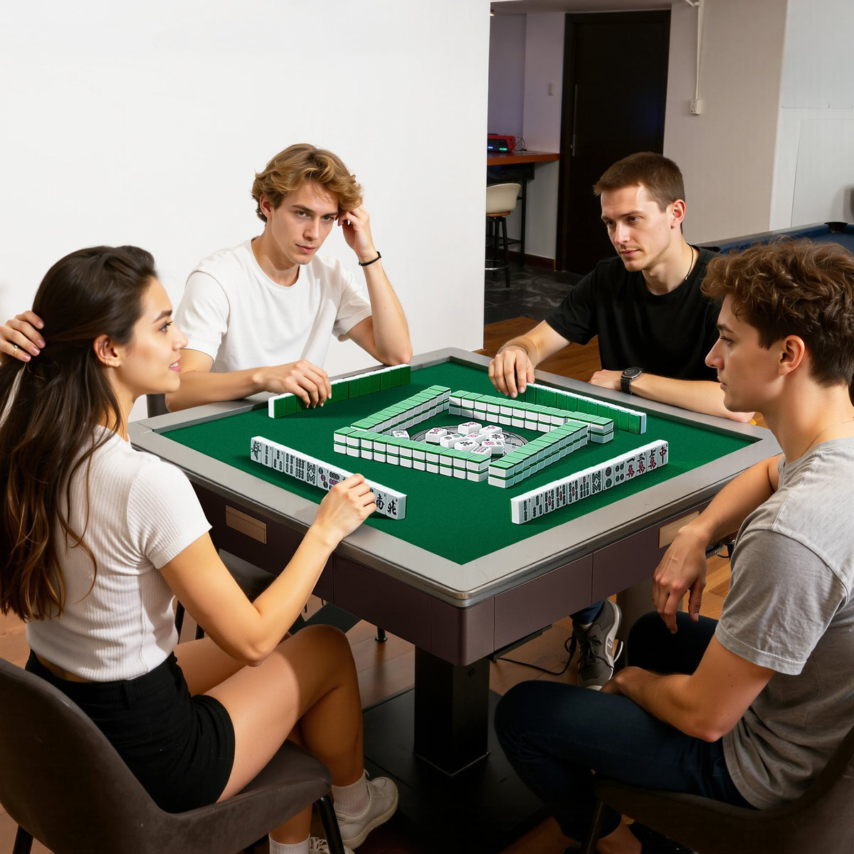 VEVOR Automatic Mahjong Table with Wheels, 2 Sets of 40 mm Tiles (164 Pcs), Roller Coaster Style Mahjong-Table, Foldable and Automatic Shuffler, for Home, Outdoor Leisure & Gifts for Mahjong Players - DDMJZXYS40MMEU2VX002V1 - view 9