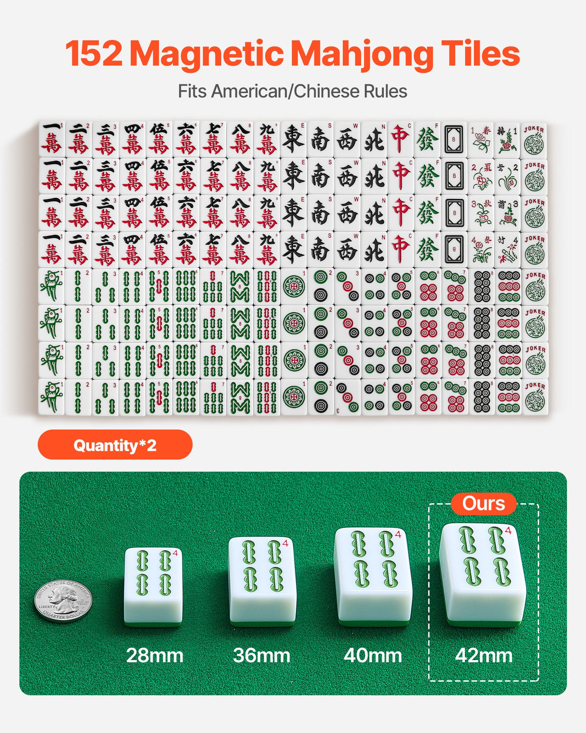 VEVOR Automatic Mahjong Table with Wheels, 2 Sets of 42 mm Tiles (152 Pcs), Roller Coaster Style Mahjong-Table, Foldable and Automatic Shuffler, for Home, Outdoor Leisure & Gifts for Mahjong Players - DDMJZXYS42MM4Q65O002V1 - view 4