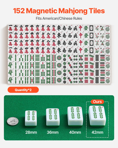 VEVOR Automatic Mahjong Table with Wheels, 2 Sets of 42 mm Tiles (152 Pcs), Roller Coaster Style Mahjong-Table, Foldable and Automatic Shuffler, for Home, Outdoor Leisure & Gifts for Mahjong Players - DDMJZXYS42MM4Q65O002V1 - view 4