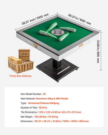 VEVOR Automatic Mahjong Table with Wheels, 2 Sets of 42 mm Tiles (152 Pcs), Roller Coaster Style Mahjong-Table, Foldable and Automatic Shuffler, for Home, Outdoor Leisure & Gifts for Mahjong Players - DDMJZXYS42MM4Q65O002V1 - view 8