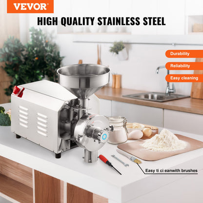 VEVOR Soybean Grinder Commercial Grinding Machine for Spices 3000W Corn Mill Grinder 100 KG/H Stainless Steel Corn Grinder Industrial Flour Milling Machine for Pepper Soybean Peanut Corn Grains - DDMPSGWYMJBXSPVJXV1 - view 3