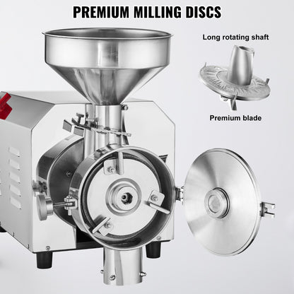 VEVOR Soybean Grinder Commercial Grinding Machine for Spices 3000W Corn Mill Grinder 100 KG/H Stainless Steel Corn Grinder Industrial Flour Milling Machine for Pepper Soybean Peanut Corn Grains - DDMPSGWYMJBXSPVJXV1 - view 6