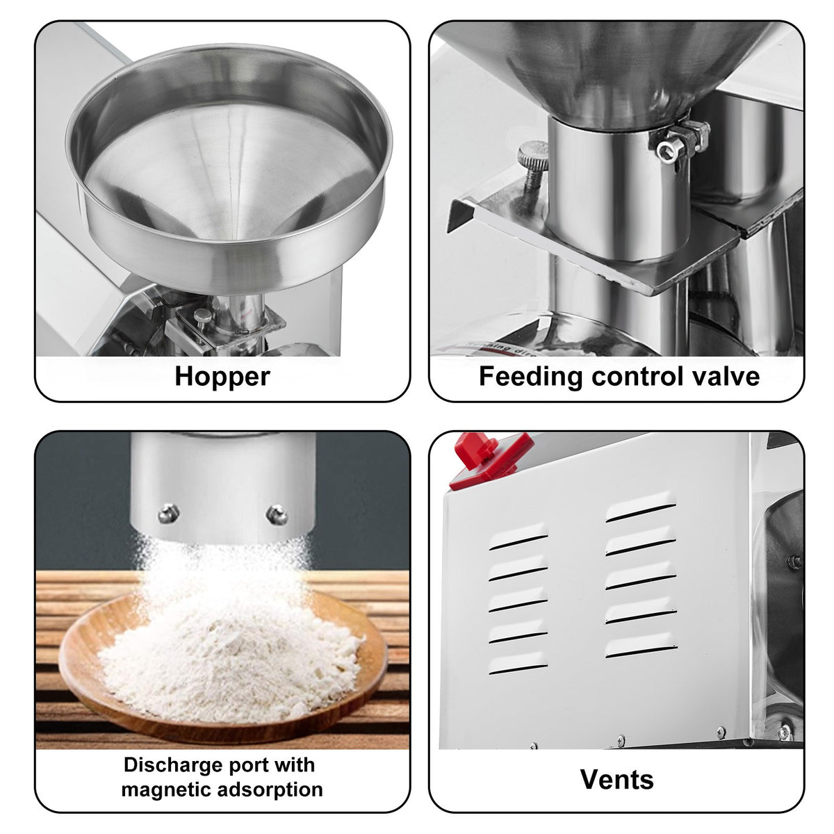 VEVOR Soybean Grinder Commercial Grinding Machine for Spices 3000W Corn Mill Grinder 100 KG/H Stainless Steel Corn Grinder Industrial Flour Milling Machine for Pepper Soybean Peanut Corn Grains - DDMPSGWYMJBXSPVJXV1 - view 7