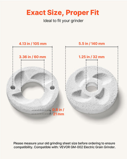 VEVOR 2PCS Grinding Sheets for Electric Grain Mill Grinder, Marble Dry & Wet Grinding Discs, Replacement Grinding Plates Compatible with VEVOR GM-002 Corn Spice Mill Grinder - DDMPSGWYMJDL5IQ2T001V0 - view 4
