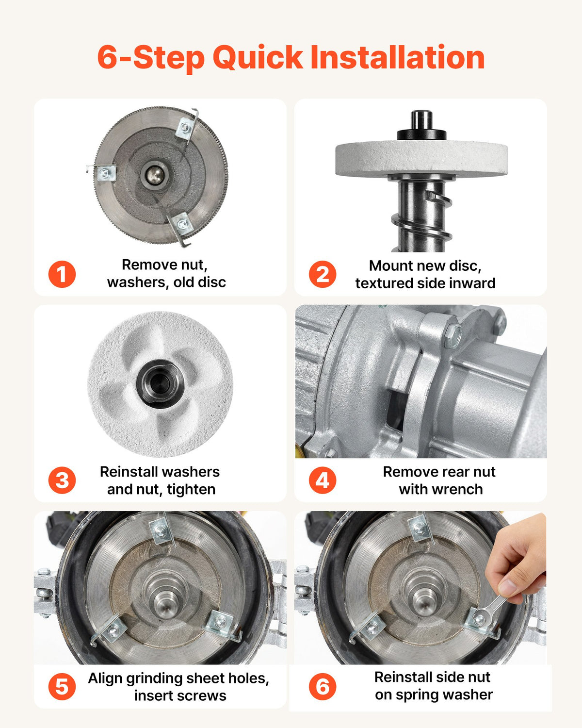 VEVOR 2PCS Grinding Sheets for Electric Grain Mill Grinder, Marble Dry & Wet Grinding Discs, Replacement Grinding Plates Compatible with VEVOR GM-002 Corn Spice Mill Grinder - DDMPSGWYMJDL5IQ2T001V0 - view 6