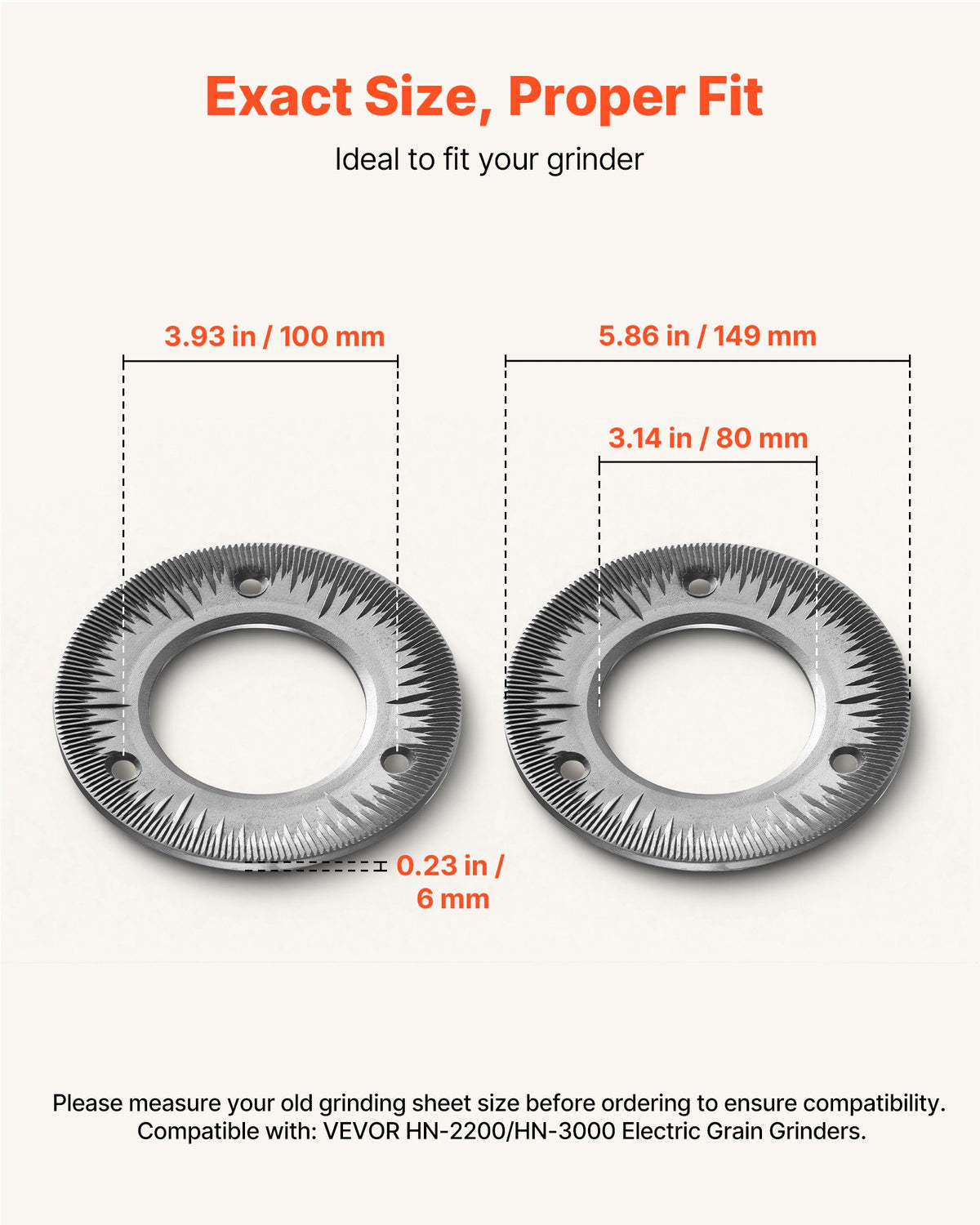 VEVOR 2PCS Grinding Sheets for Electric Grain Mill Grinder, Cast Iron Dry Grinding Discs, Replacement Grinding Plates Compatible with VEVOR HN-2200, HN-3000 Corn Spice Mill Grinder - DDMPSGWYMJZTQ4ZMQ001V0 - view 4