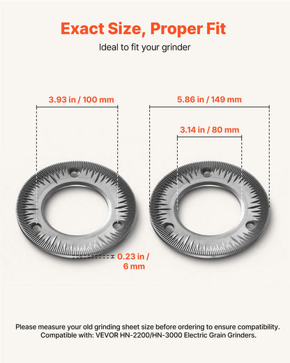 VEVOR 2PCS Grinding Sheets for Electric Grain Mill Grinder, Cast Iron Dry Grinding Discs, Replacement Grinding Plates Compatible with VEVOR HN-2200, HN-3000 Corn Spice Mill Grinder - DDMPSGWYMJZTQ4ZMQ001V0 - view 4