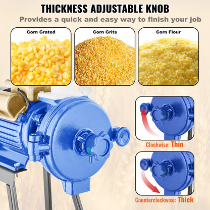 VEVOR Electric Grain Mill Grinder, 3000W Spice Grinders, Commercial Corn Mill with Funnel, Thickness Adjustable Powder Machine, Heavy Duty Feed Flour Cereal Mill Wheat Grinders, Dry Grinder - DDMPSGWYMJZTWGW67V1 - view 6