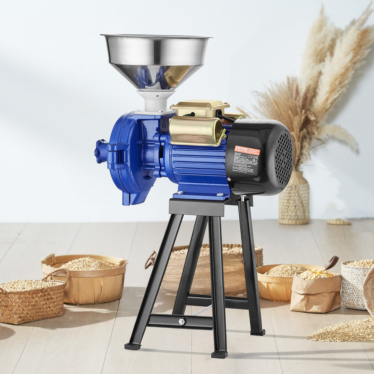 VEVOR Electric Grain Mill Grinder, 3000W Spice Grinders, Commercial Corn Mill with Funnel, Thickness Adjustable Powder Machine, Heavy Duty Feed Flour Cereal Mill Wheat Grinders, Dry Grinder - DDMPSGWYMJZTWGW67V1 - view 9