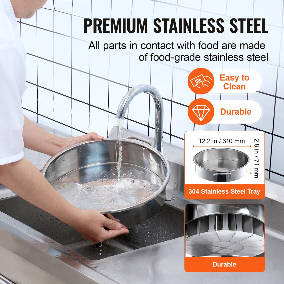 VEVOR Electric Dough Divider, 20PCS Automatic Dough Dividing Cutting Machine, 2.12oz - 9.17oz Equal Dough Cutter with Pure Copper Motor and 304 Stainless Steel Tray, for Bakery, Restaurant - DDMTFGQLD20LFYNM3V1 - view 5