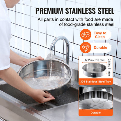 VEVOR Electric Dough Divider, 20PCS Automatic Dough Dividing Cutting Machine, 2.12oz - 9.17oz Equal Dough Cutter with Pure Copper Motor and 304 Stainless Steel Tray, for Bakery, Restaurant - DDMTFGQLD20LFYNM3V1 - view 5