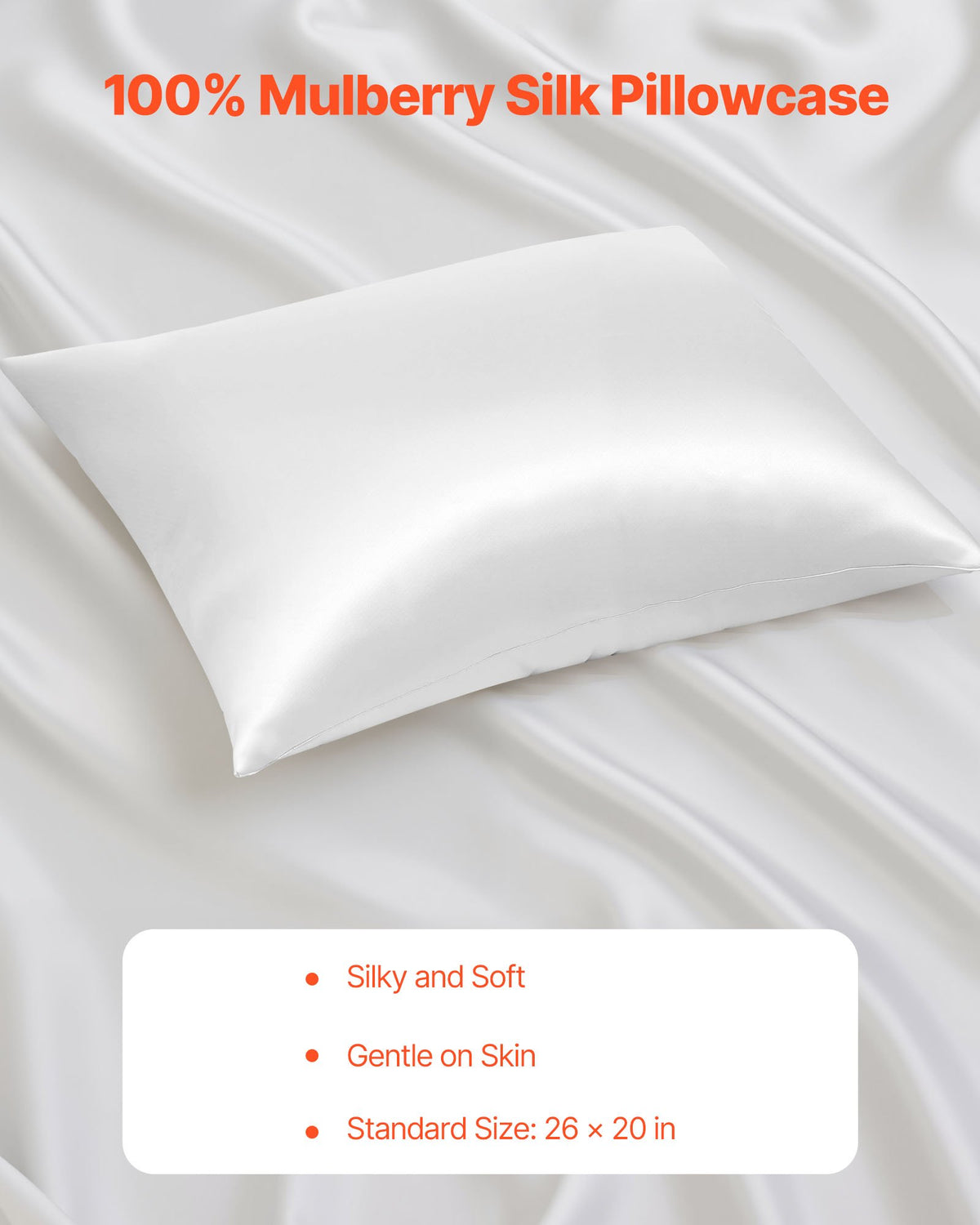 VEVOR Satin Pillowcase, 2 Pack Standard Size Satin Pillow Cases for Hair and Skin, Similar to Silk Pillowcases with Hidden Zipper, Smooth, Soft and Breathable Cooling Pillowcase, for Sleeping (White) - DDMZTTSTANDAWQ4PU001V0 - view 3