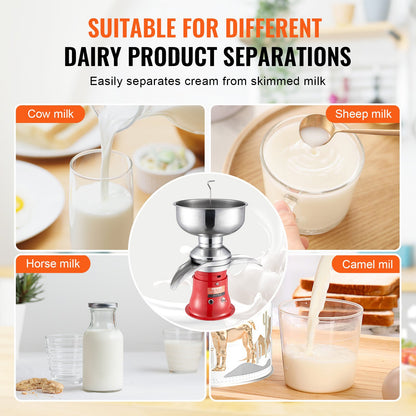 VEVOR Milk Cream Centrifugal Separator, 304 Stainless Steel Electric Cream Separators, 100L/H Output 10500RPM Goat Milk Separator, 30W Cow Cream Separator, Milk Skimmer with 5L Bowl Capacity, 100-240V - DDNYFLQ5L30W8VEH8V1 - view 7