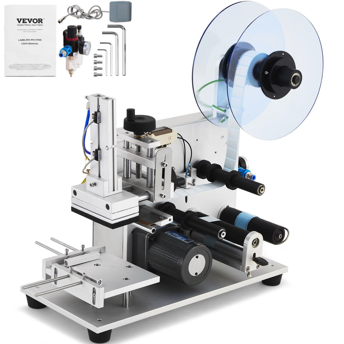 VEVOR Electric Flat Labeling Machine, 25-60pcs/min, Flat Surface Label Applicator for Cardboard Boxes/Square Bottles/Tin Cans, Labeler Suitable for Item Size Range of 4.72 x 5.9 x (0.98-3.54) inches - DDPMTBJW11GXWUYYLV1 - view 1