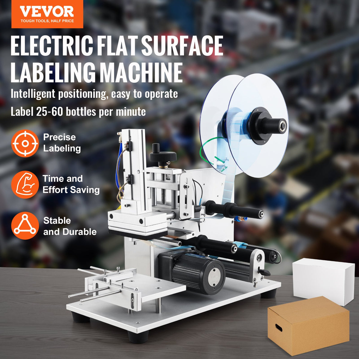 VEVOR Electric Flat Labeling Machine, 25-60pcs/min, Flat Surface Label Applicator for Cardboard Boxes/Square Bottles/Tin Cans, Labeler Suitable for Item Size Range of 4.72 x 5.9 x (0.98-3.54) inches - DDPMTBJW11GXWUYYLV1 - view 3