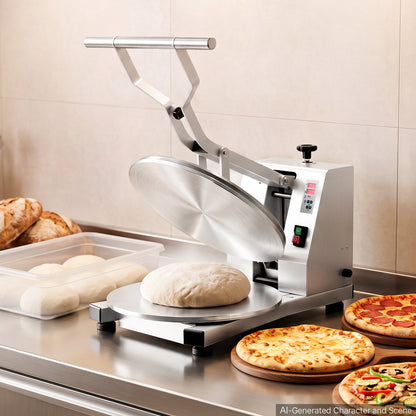 VEVOR Commercial Pizza Dough Press Machine 18 in Electric Dough Sheeter, Ideal for Bakery Home Restaurant Use, 1200W Cast Aluminum Pastry Press Plate, Adjustable Thickness Bread Forming Presser - DDPSBYMJBXG1C406Y001V1 - view 9