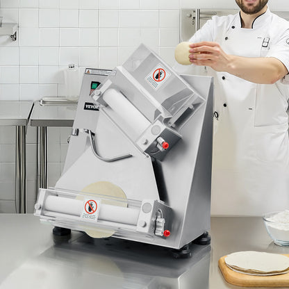 VEVOR Pizza Dough Roller Sheeter, 3-14 Inch Automatic Stainless Steel Pizza Press, Commercial Electric 370W Pasta Maker Machine, 260 pcs Per Hour, Adjustable Thickness, with Dough Press Lid - DDPSBYMJBXGY6W87L001V1 - view 9