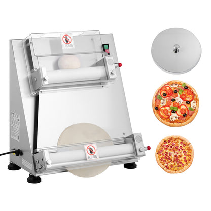 VEVOR Pizza Dough Roller Sheeter, 3-16 Inch Semi-automatic Stainless Steel Pizza Press, Commercial Electric 390W Pasta Maker Machine, 260 pcs Per Hour, Adjustable Thickness, with Dough Press Lid - DDPSBYMJBXGYOXC3A001V1 - view 1