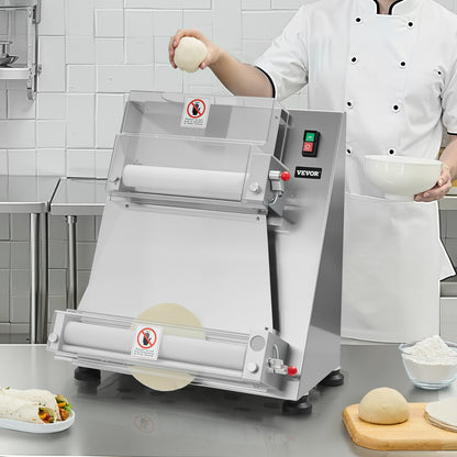 VEVOR Pizza Dough Roller Sheeter, 3-16 Inch Semi-automatic Stainless Steel Pizza Press, Commercial Electric 390W Pasta Maker Machine, 260 pcs Per Hour, Adjustable Thickness, with Dough Press Lid - DDPSBYMJBXGYOXC3A001V1 - view 9