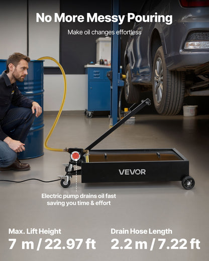 VEVOR Low Profile Oil Drain Pan, 15 Gallon Capacity, Rolling Oil Drain Pan with Electric Pump & 7.2 ft Hose, Leak-proof & Corrosion-resistant, Fit for Cars, SUVs, Trucks, Motorcycles, ATVs, Metal - DDQCPYPHS15GXFRN4001V9 - view 3