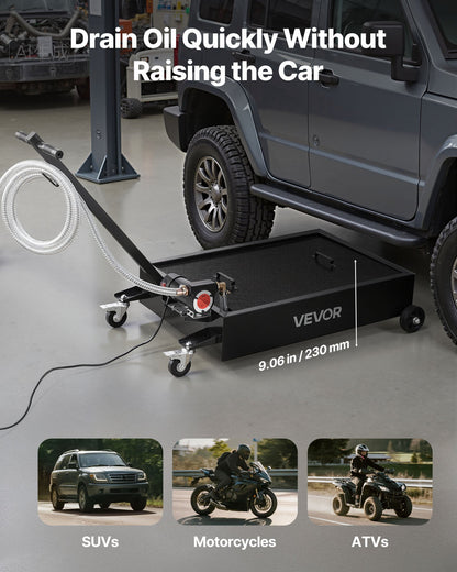VEVOR Low Profile Oil Drain Pan, 15 Gallon Capacity, Rolling Oil Drain Pan with Electric Pump & 7.2 ft Hose, Leak-proof & Corrosion-resistant, Fit for Cars, SUVs, Trucks, Motorcycles, ATVs, Metal - DDQCPYPHS15GXFRN4001V9 - view 5